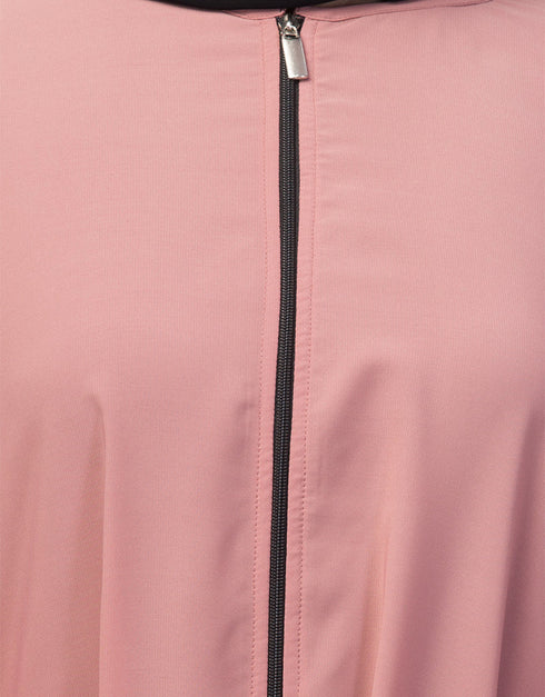 Modern Butterfly Kaftan with Self-Buttoned Cuffs and Open Front in Color Mauve Pink